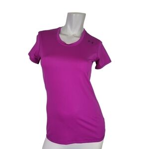 Under Armour WMS Small Tee T Shirt Heatgear Fitted Neon Purple Athletic Running